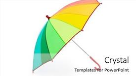  Presentation with umbrella - Colorful PPT theme enhanced with colorful umbrella on white background backdrop and a white colored foreground