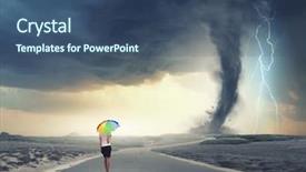  Presentation with rainbow - Colorful slide deck enhanced with colorful umbrella walking in storm backdrop and a ocean colored foreground