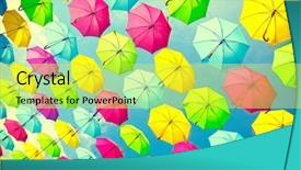  Presentation with sky blue - Amazing PPT theme having colorful umbrellas background colourful umbrellas backdrop and a yellow colored foreground