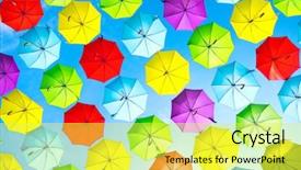  Presentation with umbrella - Audience pleasing slide deck consisting of colorful umbrellas background colourful umbrellas backdrop and a yellow colored foreground