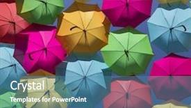  Presentation with sky - Audience pleasing PPT theme consisting of colorful umbrellas in the sky backdrop and a teal colored foreground