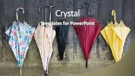  Presentation with umbrella - Amazing theme having colorful umbrellas leaning backdrop and a dark gray colored foreground