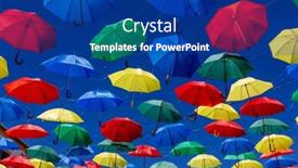  Presentation with give - Colorful presentation theme enhanced with colorful umbrellas on the sky to give shadow for the street backdrop and a ocean colored foreground