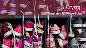  Presentation with thrift shop - Amazing presentation having mauve - colorful used high top trainers backdrop and a violet colored foreground