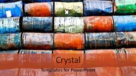  Presentation with chemical safety - Presentation design consisting of colorful used oil drums background and a red colored foreground