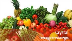  Presentation with fruits - Colorful presentation theme enhanced with colorful vegetables and fruits backdrop and a crimson colored foreground