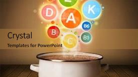  Presentation with gardening healthy food cooking - Theme having colorful vitamins coming background and a  colored foreground