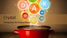  Presentation with healthy food - Cool new presentation theme with colorful vitamins coming backdrop and a gold colored foreground