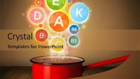  Presentation with healthy food - Beautiful slide deck featuring colorful vitamins coming backdrop and a gold colored foreground