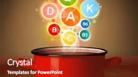  Presentation with healthy food - Beautiful theme featuring colorful vitamins coming backdrop and a crimson colored foreground
