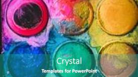  Presentation with colorful circles - Amazing presentation theme having colorful-watercolor-paint-palette-set backdrop and a teal colored foreground