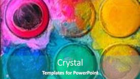  Presentation with colorful circles - Cool new PPT theme with colorful-watercolor-set-in-circles backdrop and a teal colored foreground