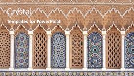  Presentation with morocco - Audience pleasing PPT theme consisting of colorful-windows-with-tiles backdrop and a coral colored foreground