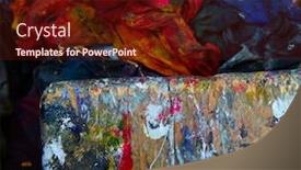  Presentation with wood board - Beautiful slide deck featuring abstract pink black chemistry - colorful wood board and dirty backdrop and a tawny brown colored foreground