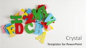  Presentation with wooden toy - Amazing slide set having colorful-wooden-alphabet-toy backdrop and a sky blue colored foreground