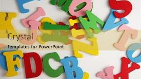  Presentation with wooden toy - Presentation design consisting of colorful-wooden-alphabet-toy background and a yellow colored foreground