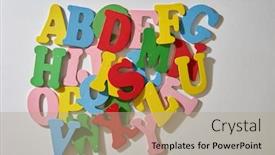  Presentation with wooden toy - Slide set with colorful-wooden-alphabet-toy background and a coral colored foreground