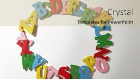  Presentation with wooden toy - Slide set enhanced with colorful-wooden-alphabet-toy background and a soft green colored foreground