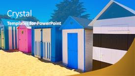  Presentation with teal beach wood - Slide deck having colorful-wooden-bach-huts background and a teal colored foreground