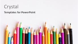  Presentation with crayons - Slide deck enhanced with colorful-wooden-crayons-on-white background and a white colored foreground