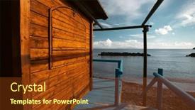 Presentation with hut - Presentation theme with colorful-wooden-hut-on-chiaiai background and a tawny brown colored foreground