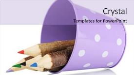  Presentation with purple green - PPT layouts with colorful wooden pencils in purple background and a  colored foreground