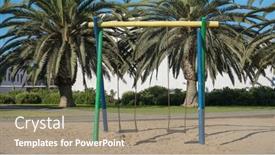  Presentation with swing - PPT theme having colorful-wooden-swing background and a coral colored foreground