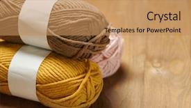  Presentation with wool - Presentation theme having colorful wool yarn for knitting background and a coral colored foreground