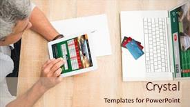  Presentation with cards connecting world - PPT layouts with colorful world credit cards background and a lemonade colored foreground