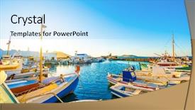  Presentation with sunshine - Beautiful PPT layouts featuring colorful yachts at stony backdrop and a light blue colored foreground