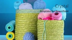  Presentation with yarn - PPT layouts having colorful-yarn-for-knitting background and a teal colored foreground