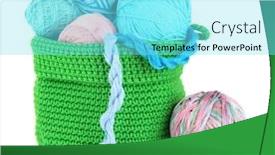  Presentation with yarn - Beautiful PPT theme featuring colorful yarn for knitting in green basket isolated on white backdrop and a arctic colored foreground