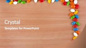  Presentation with colored - Colorful theme enhanced with colorfull frame - colored jellybeans spilled on surface backdrop and a coral colored foreground