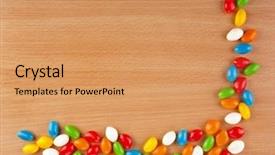  Presentation with colored - PPT theme with colorfull frame - colored pills candies spilled background and a coral colored foreground