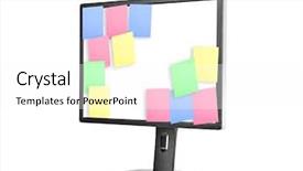  Presentation with note - Colorful PPT layouts enhanced with colorfull frame - sticky note papers on computer backdrop and a pink colored foreground