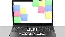  Presentation with note - Cool new PPT theme with colorfull frame - sticky note papers on notebook backdrop and a dark gray colored foreground