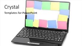  Presentation with notebook paper wiht clip - Slide deck enhanced with colorfull frame - sticky note papers on notebook background and a white colored foreground