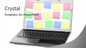  Presentation with notebook paper wiht clip - Beautiful PPT theme featuring colorfull frame - sticky note papers on notebook backdrop and a  colored foreground