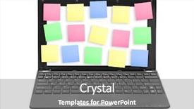  Presentation with note - Colorful slide set enhanced with colorfull frame - sticky note papers on notebook backdrop and a gray colored foreground