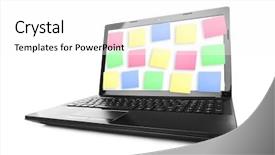 Presentation with notebook paper pieces of ready - PPT theme with colorfull frame - sticky note papers on notebook background and a white colored foreground