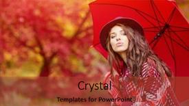  Presentation with autumn - Cool new slides with colorfull leafe - autumn woman in autumn park backdrop and a red colored foreground