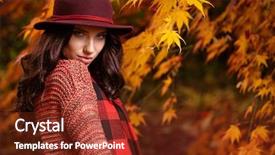  Presentation with park - Slide deck featuring colorfull leafe - beautiful elegant woman standing background and a tawny brown colored foreground