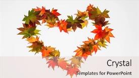  Presentation with heart shape from natural tree - Colorful presentation theme enhanced with colorfull leafe - colorful autumn leaves in heart backdrop and a lemonade colored foreground