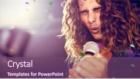  Presentation with singer - PPT layouts featuring colors against young male singer background and a violet colored foreground
