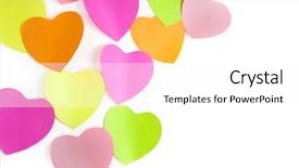  Presentation with hearts - Audience pleasing slides consisting of colors note papers hearts backdrop and a white colored foreground