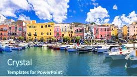 Presentation with mediterranean - Cool new PPT layouts with colors of mediterranean series - procida backdrop and a ocean colored foreground