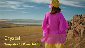  Presentation with pink green - Presentation design featuring colors-of-summer-beautiful-girl background and a tawny brown colored foreground