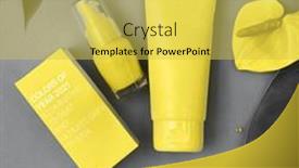  Presentation with makeup products - Cool new theme with colors-of-the-year-2021 backdrop and a yellow colored foreground