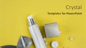  Presentation with makeup products - Audience pleasing theme consisting of colors-of-the-year-2021 backdrop and a yellow colored foreground
