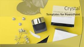  Presentation with makeup products - Beautiful slide deck featuring colors-of-the-year-2021 backdrop and a yellow colored foreground